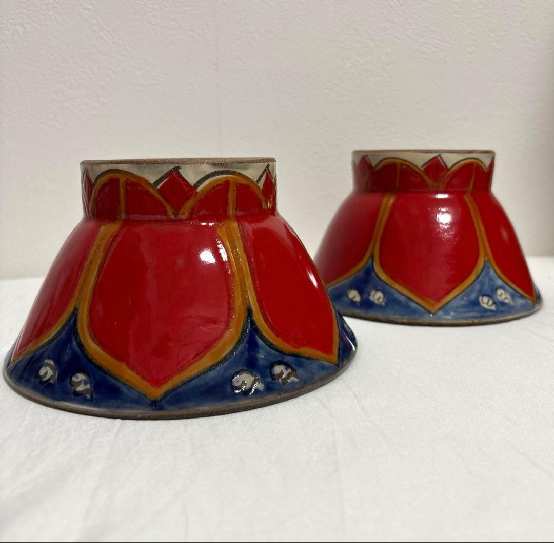 幸陶器　花笠マカイ　5寸 ペアセット　２個　沖縄　やちむん 茶碗　丼