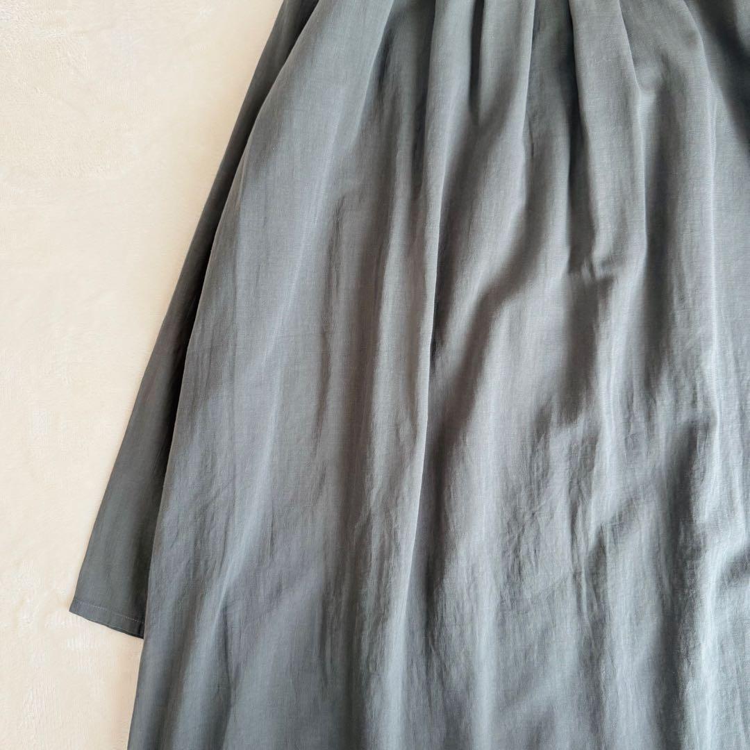 【美品】evam eva タックロングワンピース チュニック グレー
