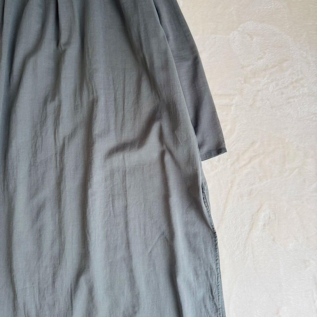 【美品】evam eva タックロングワンピース チュニック グレー