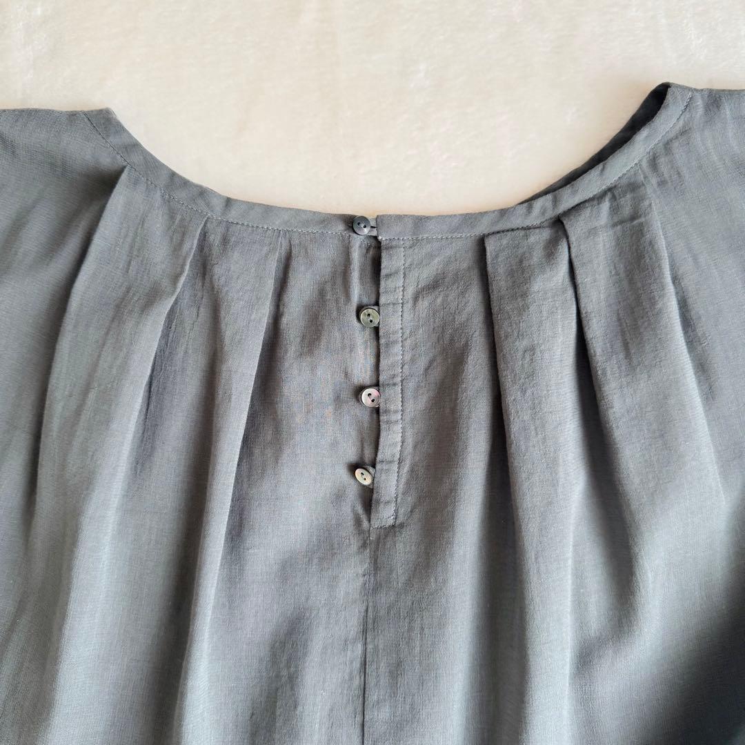 【美品】evam eva タックロングワンピース チュニック グレー