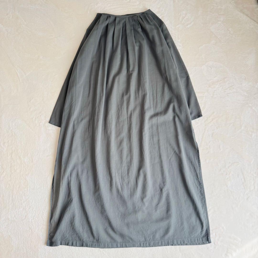 【美品】evam eva タックロングワンピース チュニック グレー