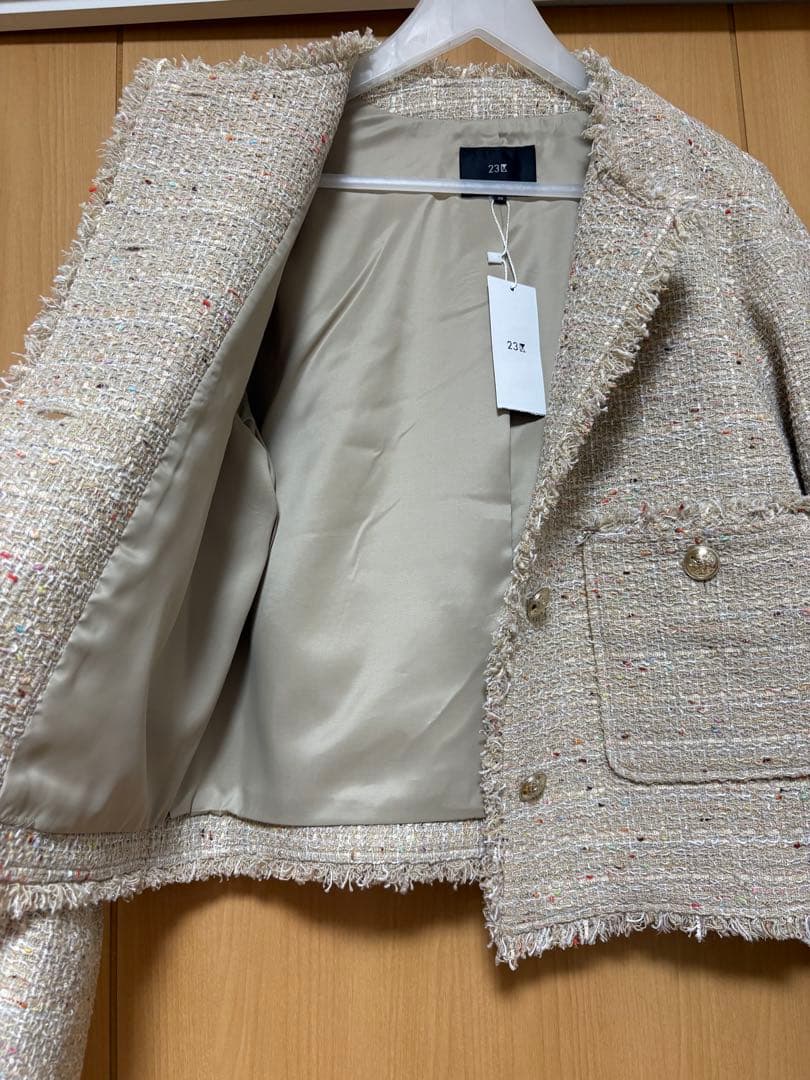 23区今季新品銀松別注GIOLICA ボタン ツイード ジャケット38