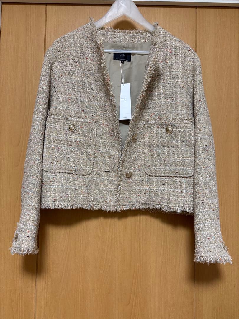 23区今季新品銀松別注GIOLICA ボタン ツイード ジャケット38
