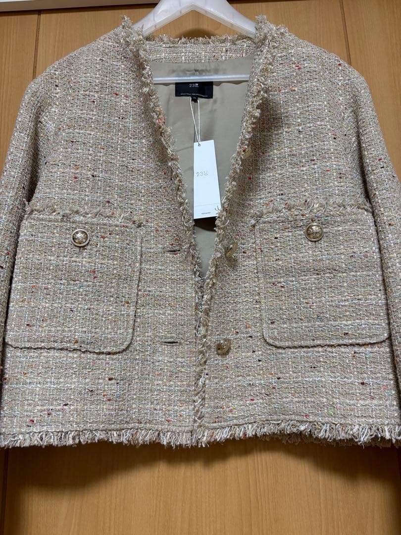 23区今季新品銀松別注GIOLICA ボタン ツイード ジャケット38