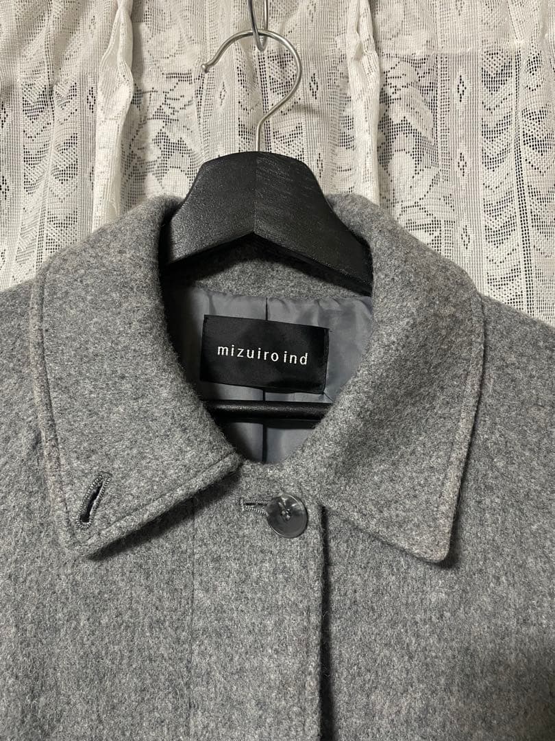 mizuiroind ミズイロインド　ウール混バルマカーンコート　チャコール