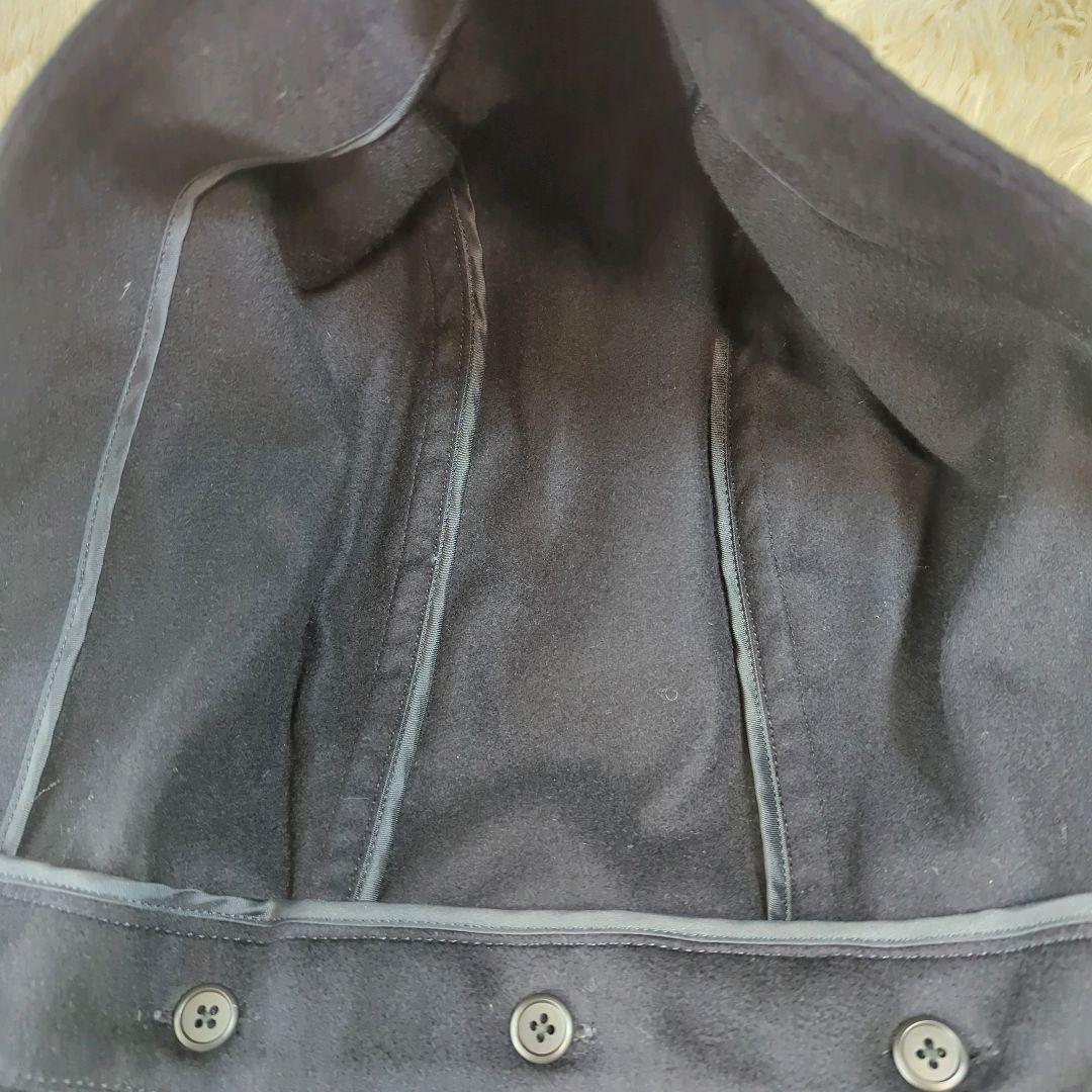 麻布テーラー カシミヤ100% ネイビー ダッフルコート フード着脱可 M