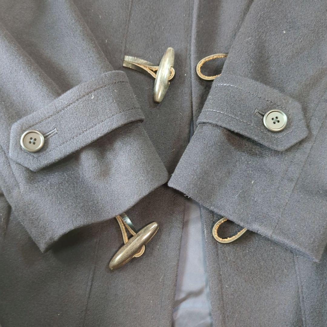 麻布テーラー カシミヤ100% ネイビー ダッフルコート フード着脱可 M