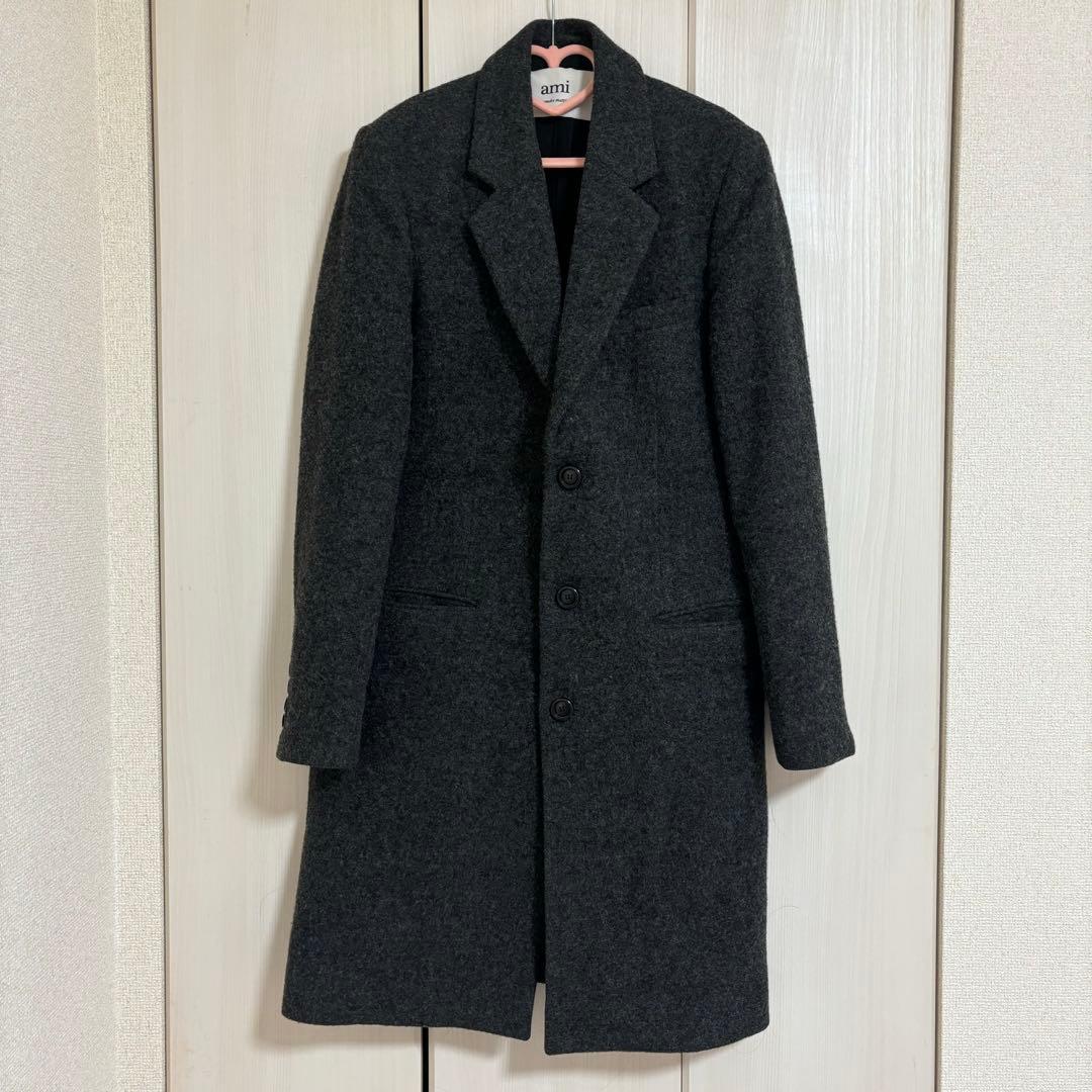 AMI PARIS 22AW メルトンチェスターコート グレー ブラック 46