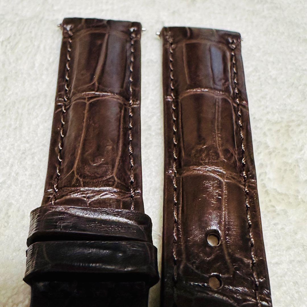 1008#18mm-16mmダークブラウン★本物クロコダイルベルト★スイス製