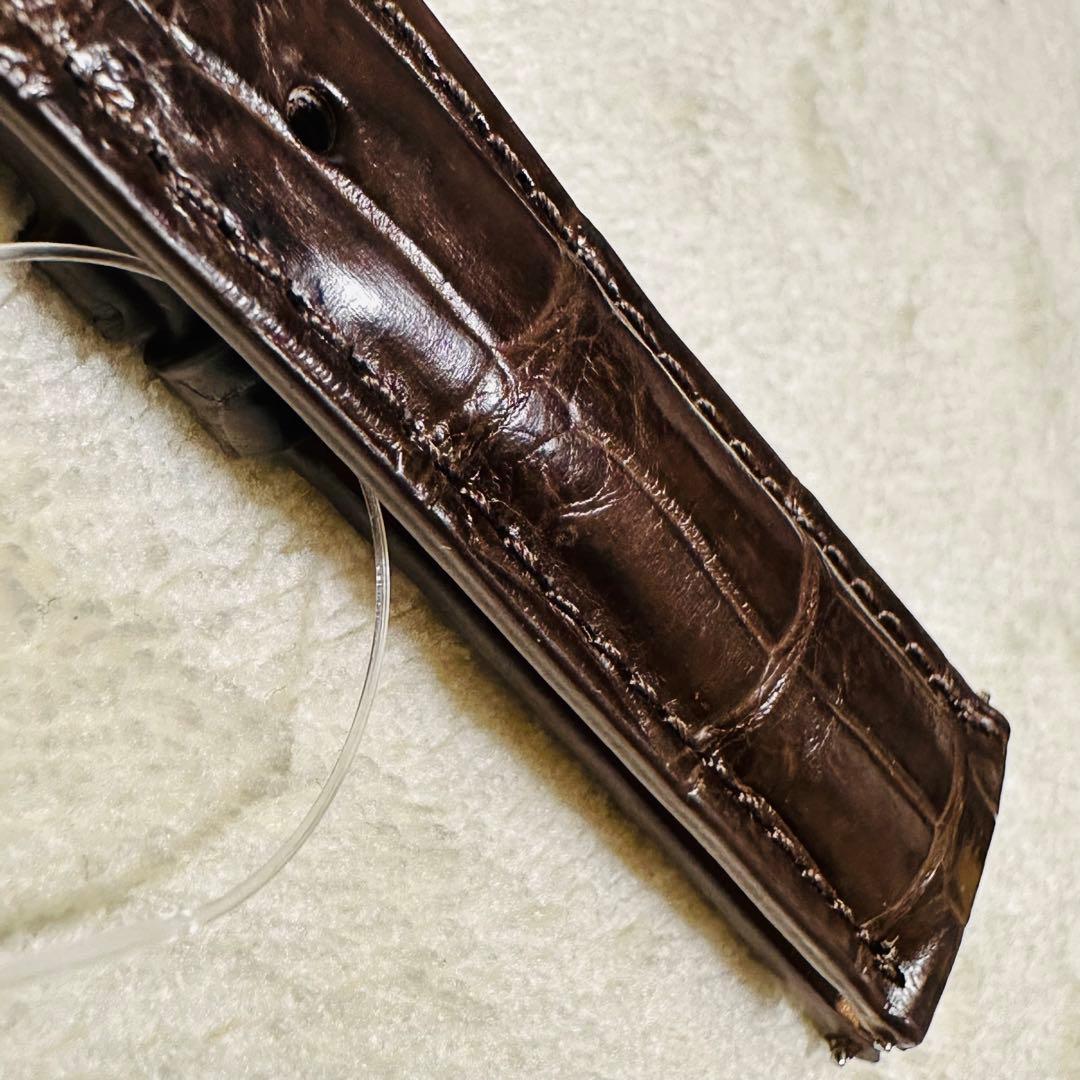 1008#18mm-16mmダークブラウン★本物クロコダイルベルト★スイス製