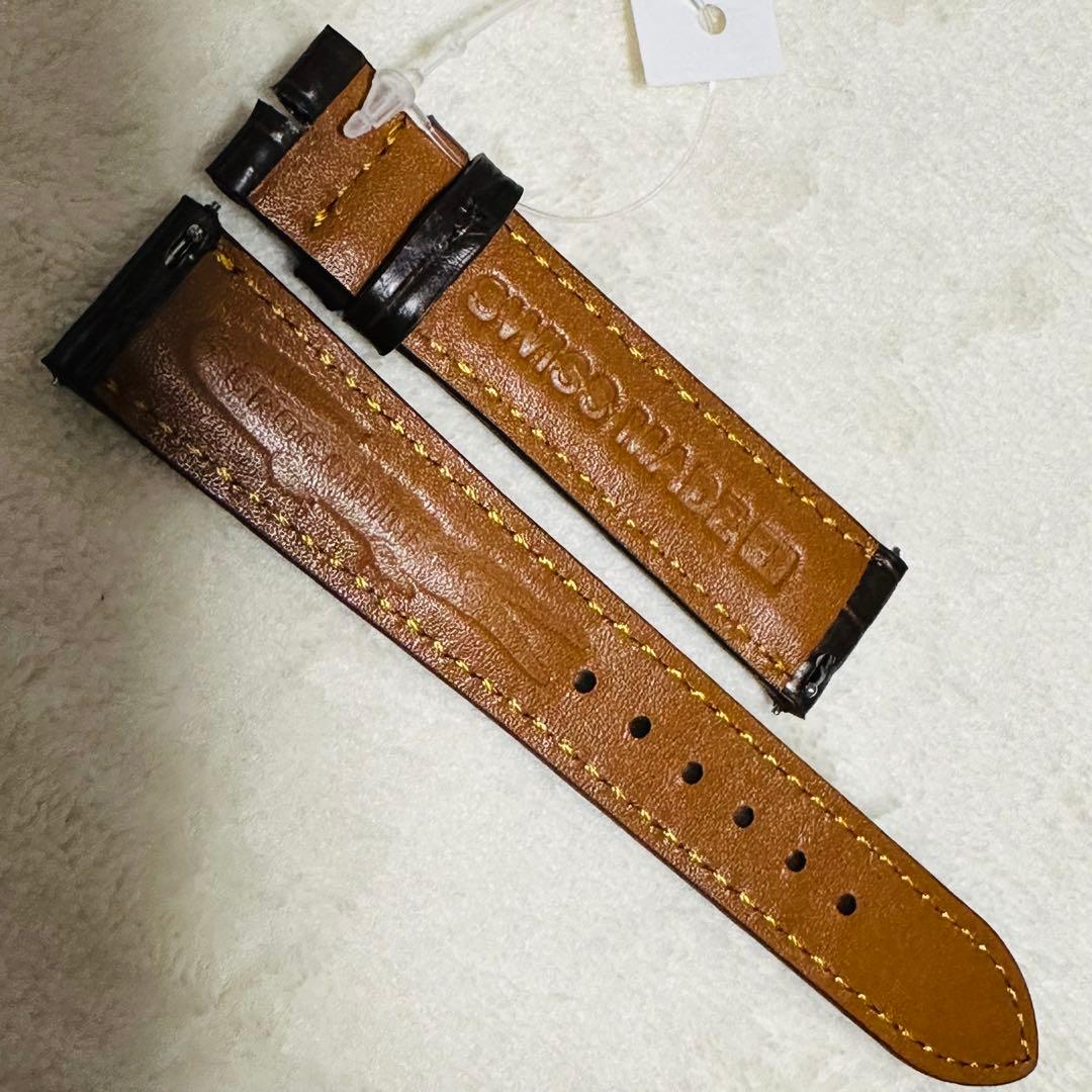 1008#18mm-16mmダークブラウン★本物クロコダイルベルト★スイス製
