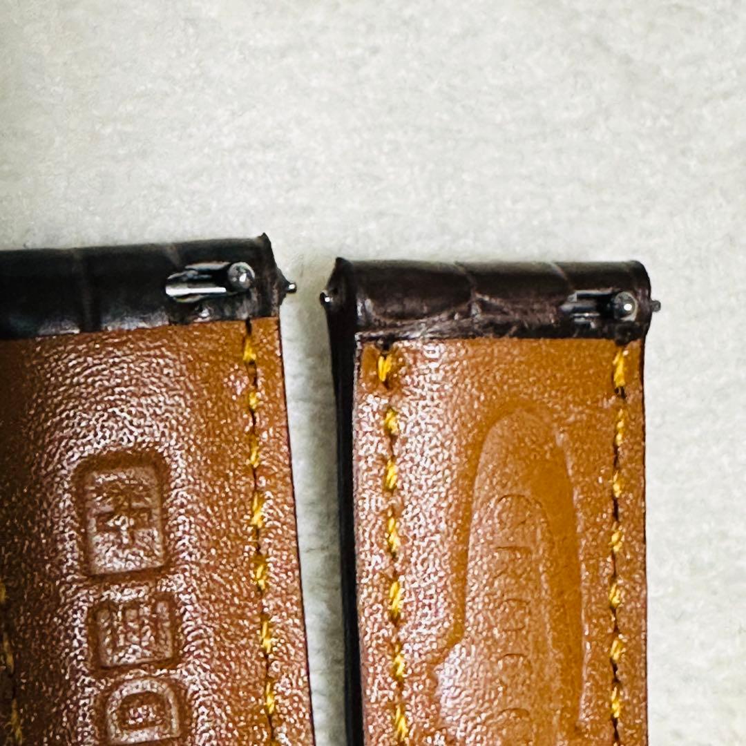 1008#18mm-16mmダークブラウン★本物クロコダイルベルト★スイス製
