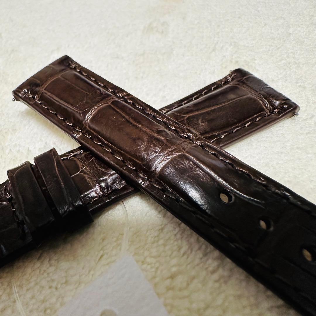 1008#18mm-16mmダークブラウン★本物クロコダイルベルト★スイス製