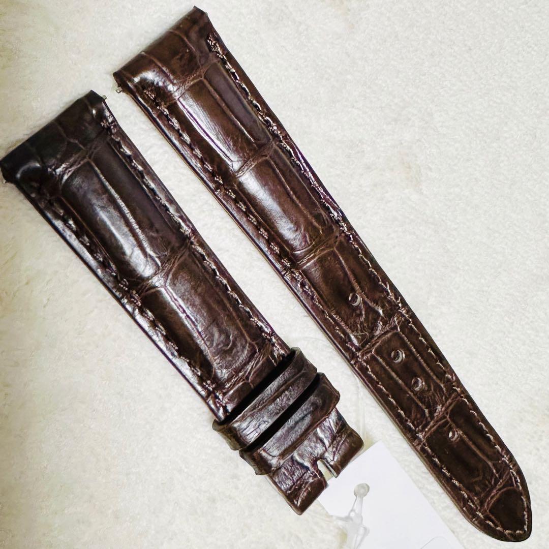 1008#18mm-16mmダークブラウン★本物クロコダイルベルト★スイス製