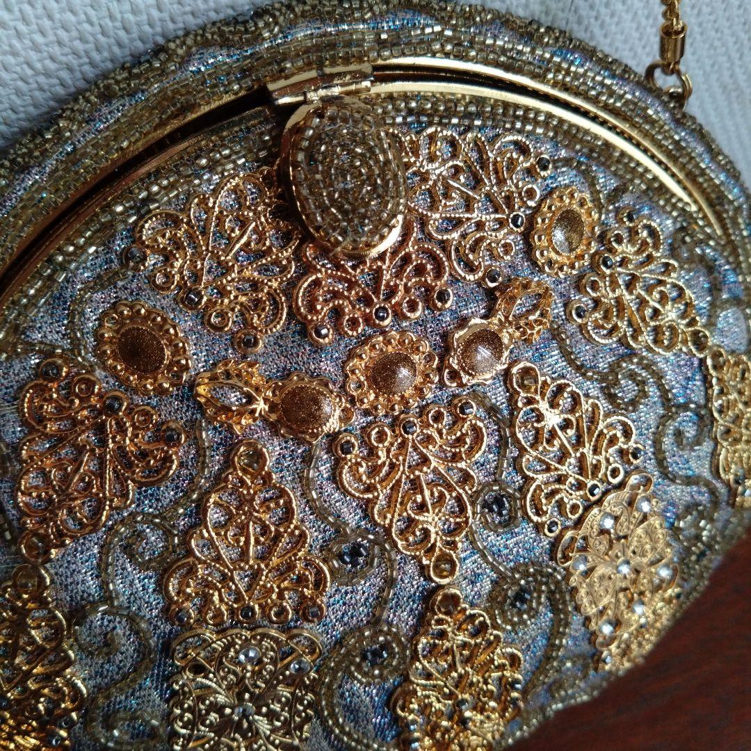 希少　皇室御用達　LUMY　はしもと　ビーズ　 刺繍　バッグ　がま口