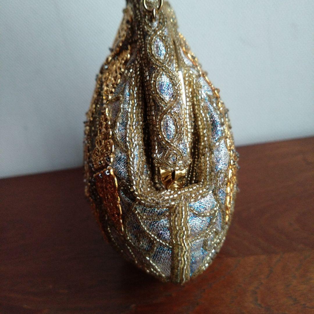 希少　皇室御用達　LUMY　はしもと　ビーズ　 刺繍　バッグ　がま口