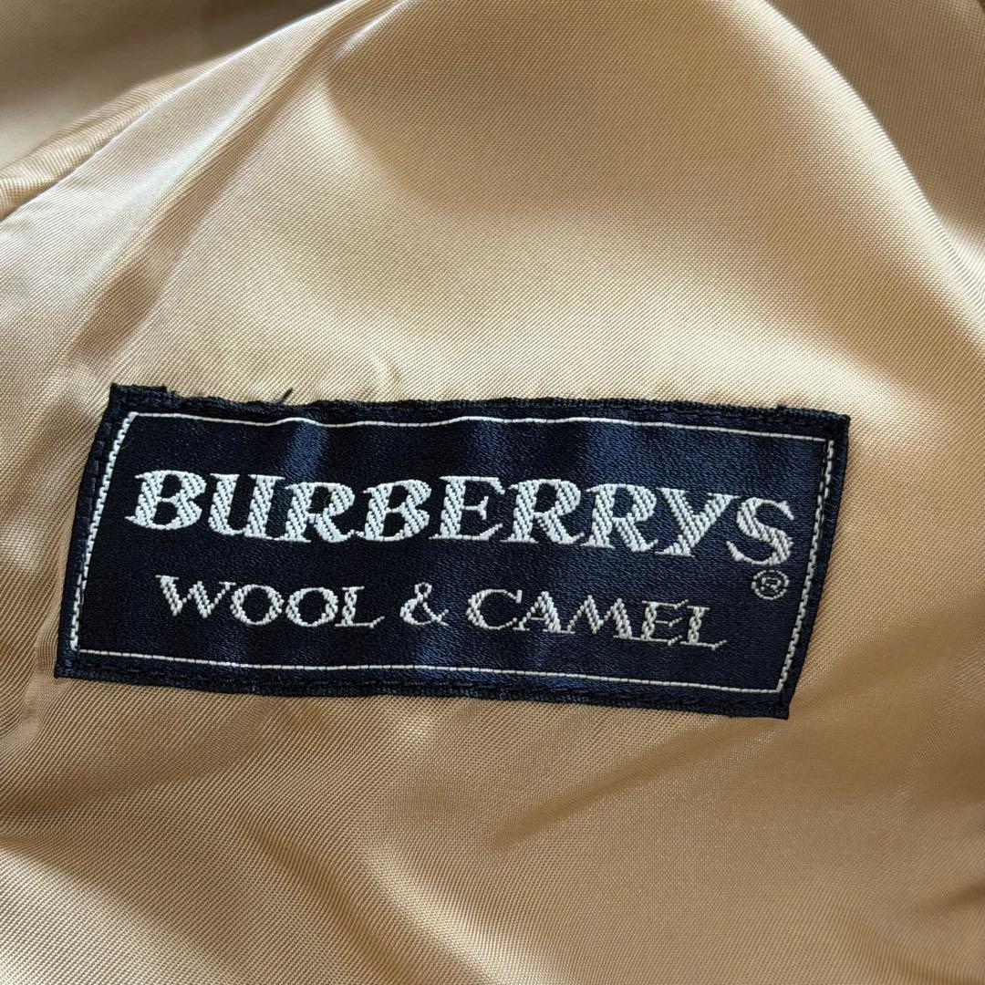 バーバリーズ　ロングコート　キャメル混　フォックスファー　裏地ホースロゴ　ベルト