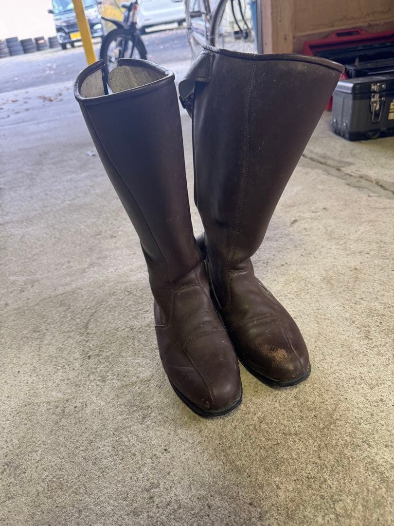 ブラウン ロングブーツ ジッパー付き