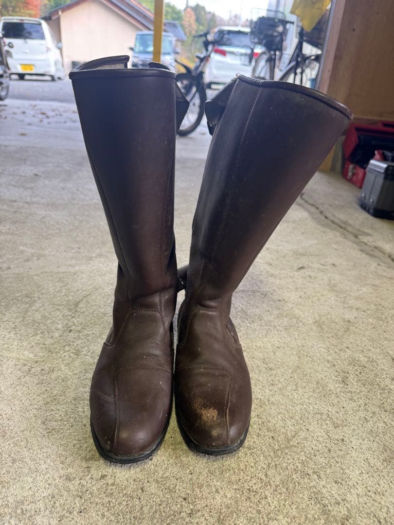ブラウン ロングブーツ ジッパー付き