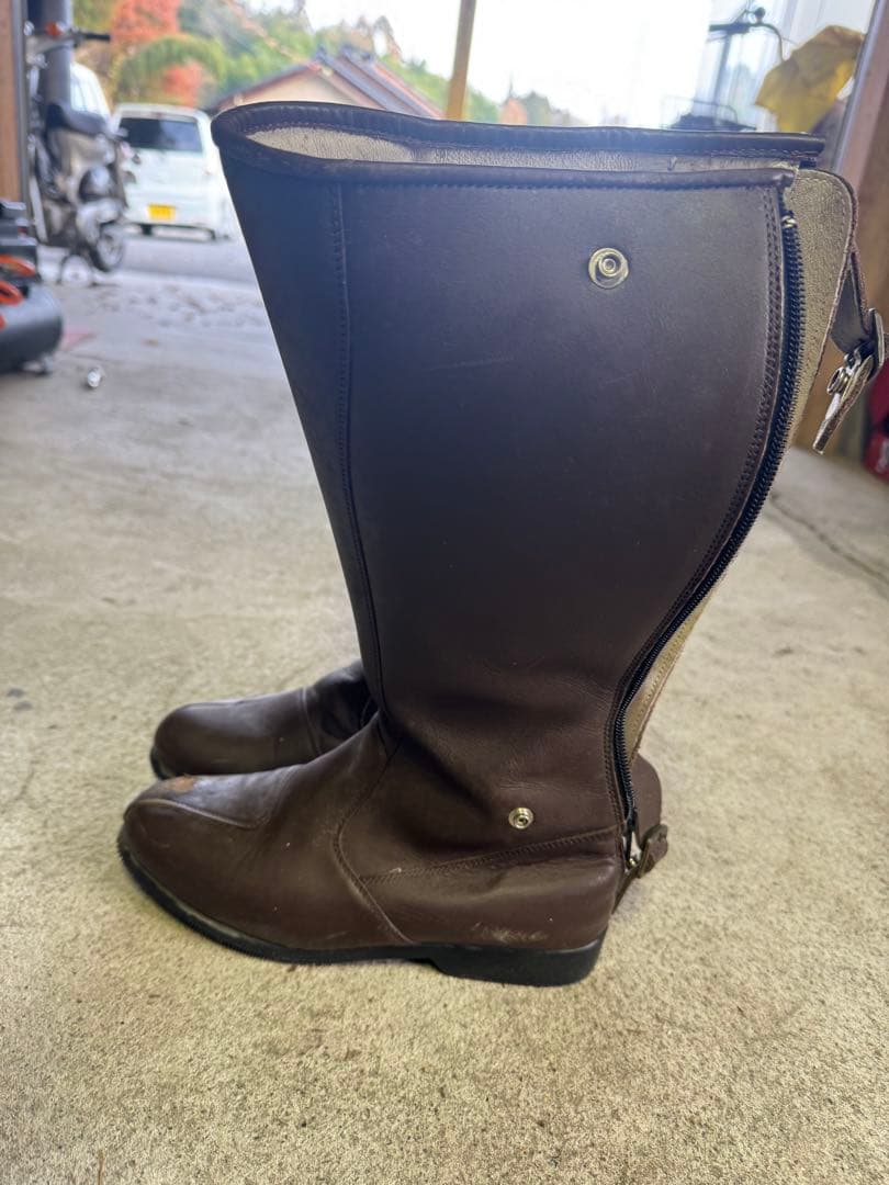 ブラウン ロングブーツ ジッパー付き