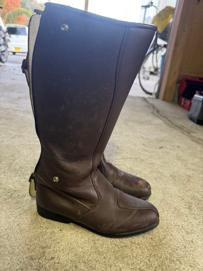 ブラウン ロングブーツ ジッパー付き