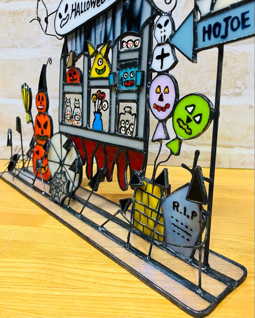 ステンドグラス　ハロウィンの屋台