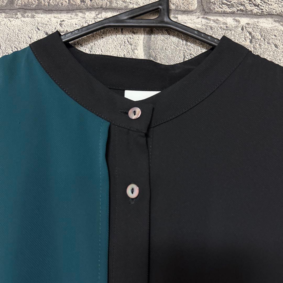 【美品】HARE　ソデプリーツキリカエワンピース　ブラック×グリーン　ベルト付