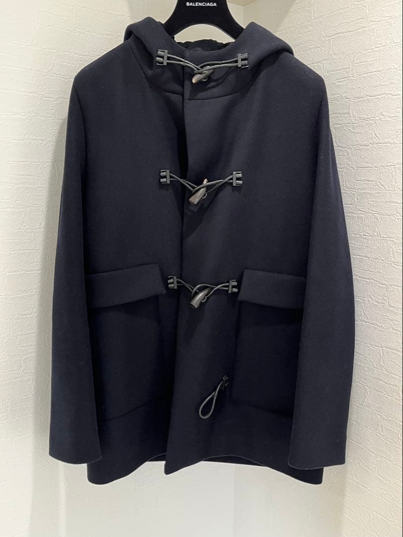 BALENCIAGA ネイビー ダッフルコート（46）※右下トグルボタン破損有