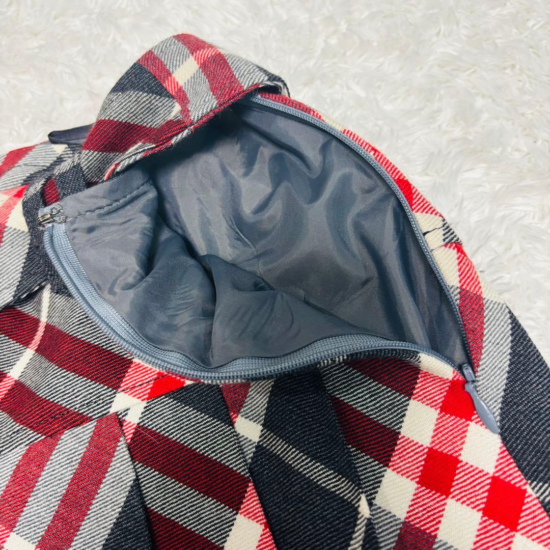 極美品 バーバリーブルーレーベル プリーツ スカート ロゴ刻印 ベルト チェック