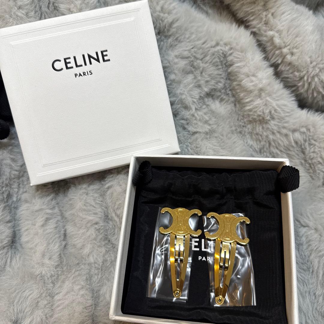 CELINE スナップヘアクリップ 2セット ゴールド