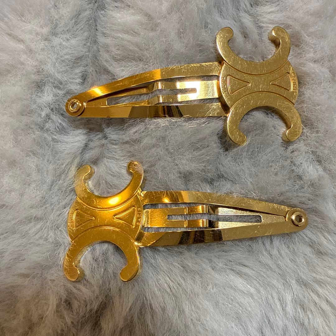 CELINE スナップヘアクリップ 2セット ゴールド