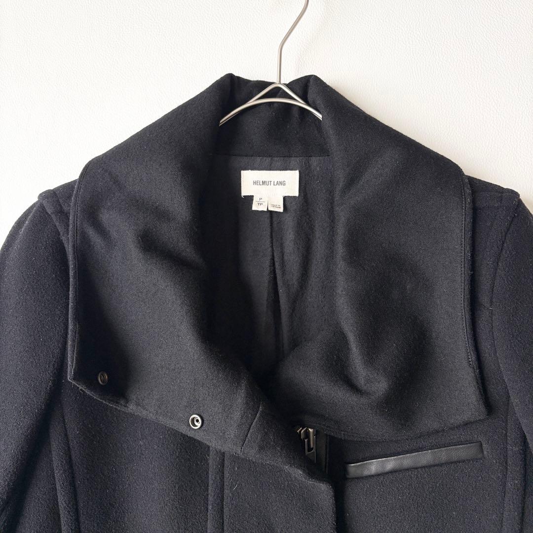 2958y美品　ヘルムートラング　スタンドカラーミドルコート　黒