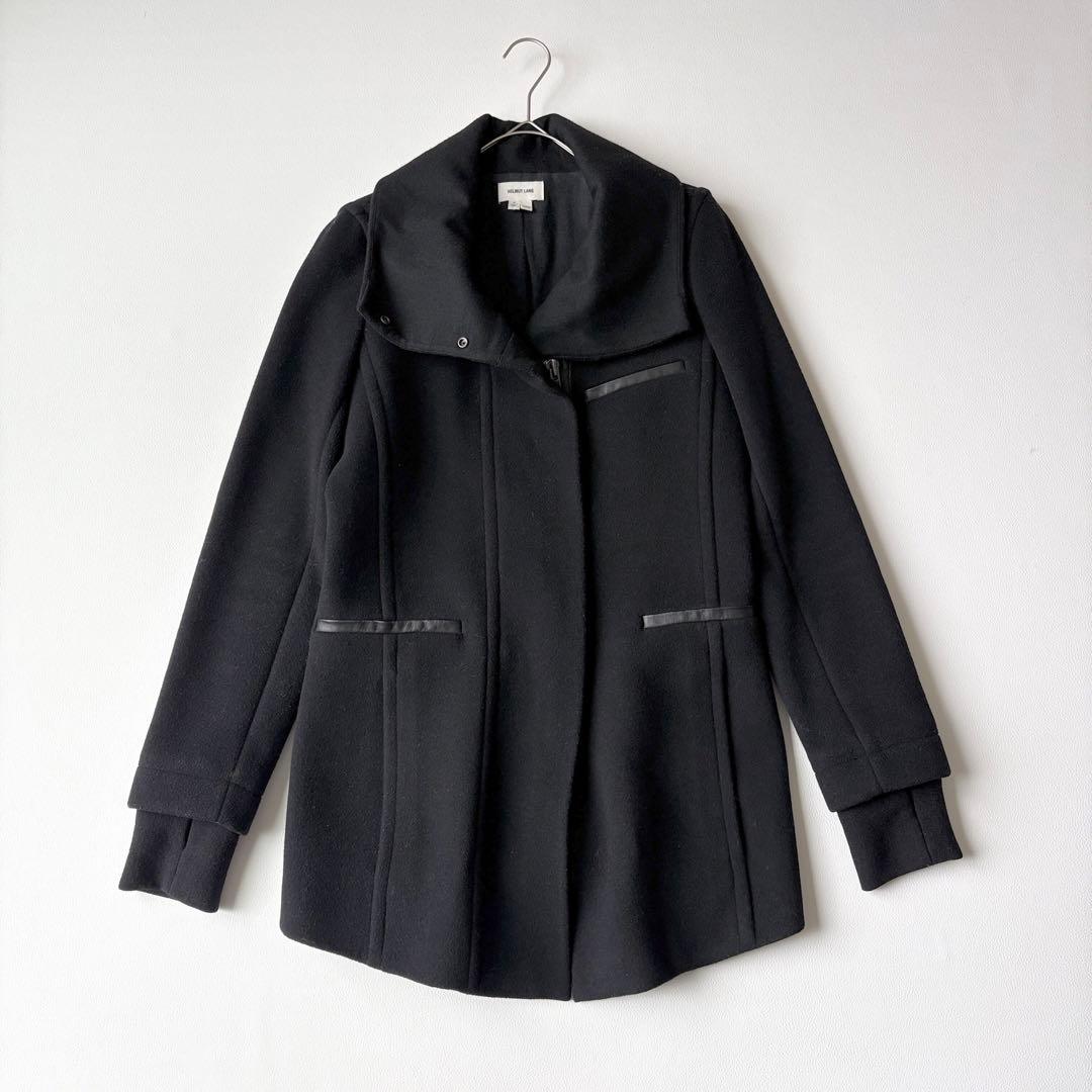 2958y美品　ヘルムートラング　スタンドカラーミドルコート　黒