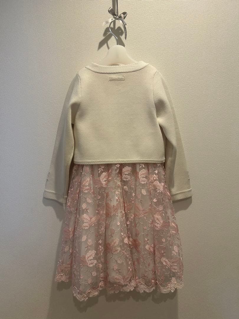 ★美品　メゾピアノ 花柄刺繍ワンピース 120cm＆ニットボレロ　Mドレスセット