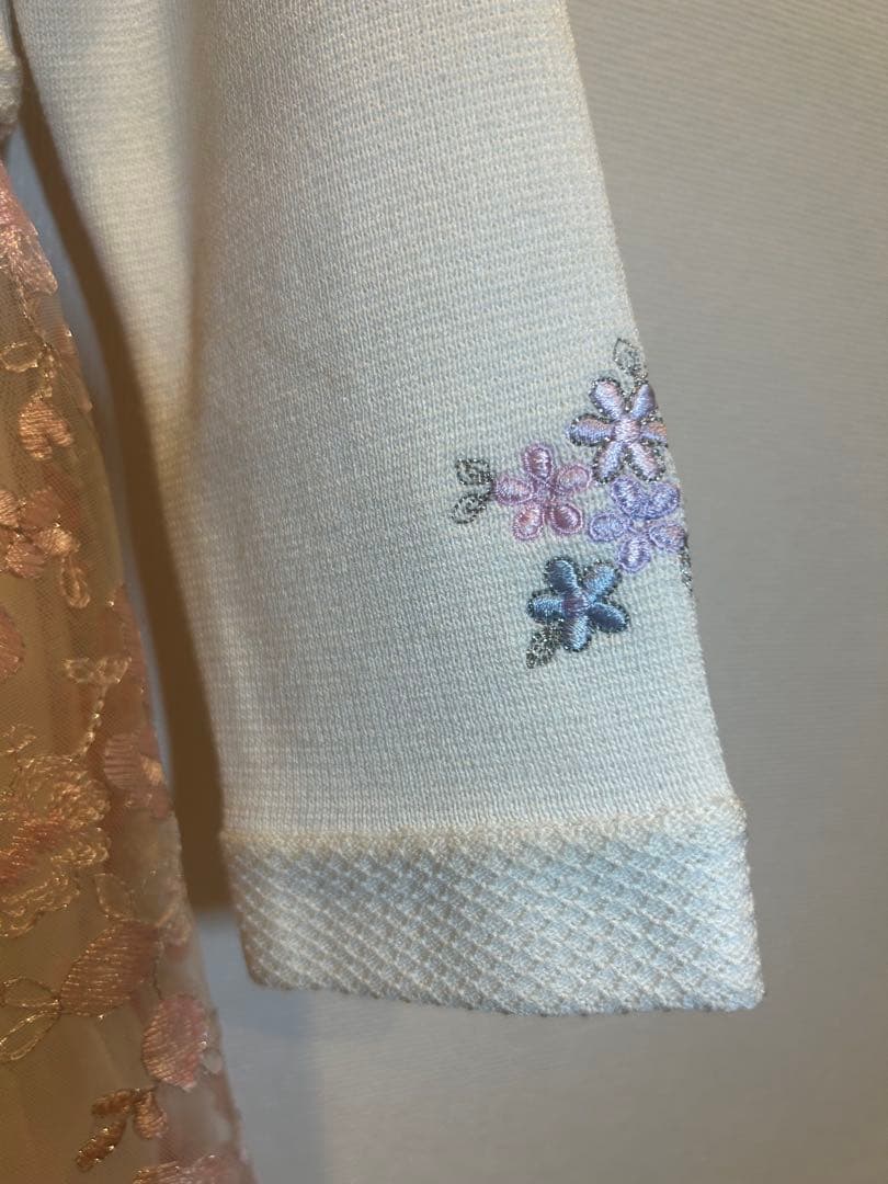 ★美品　メゾピアノ 花柄刺繍ワンピース 120cm＆ニットボレロ　Mドレスセット