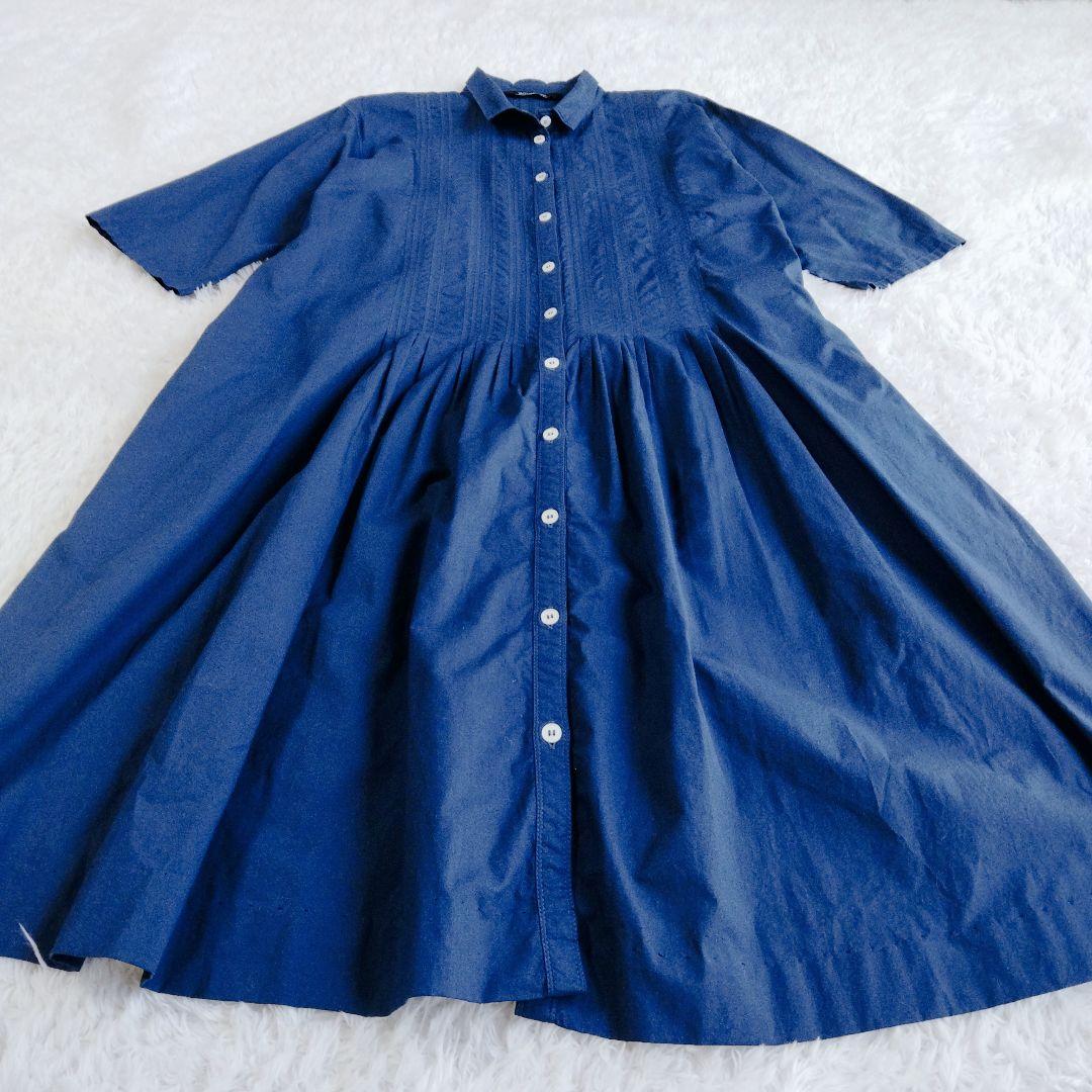 ヤッコマリカルド　シャツワンピース　ピンタック　ロング丈　半袖