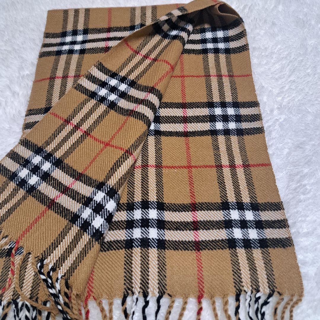 美品Burberry マフラーノバチェックウール100%ブラウン