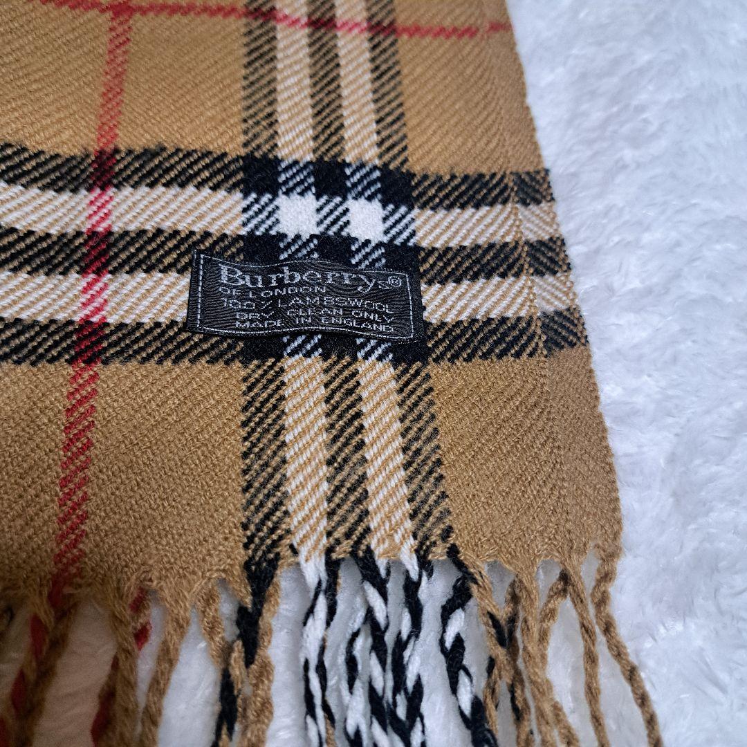 美品Burberry マフラーノバチェックウール100%ブラウン