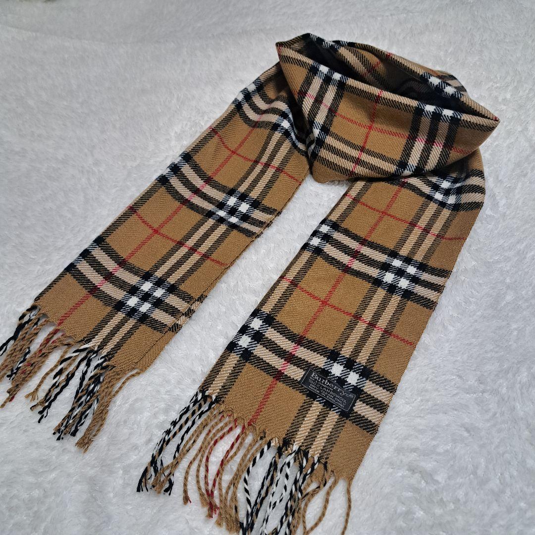 美品Burberry マフラーノバチェックウール100%ブラウン