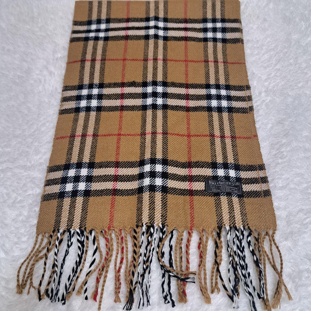 美品Burberry マフラーノバチェックウール100%ブラウン