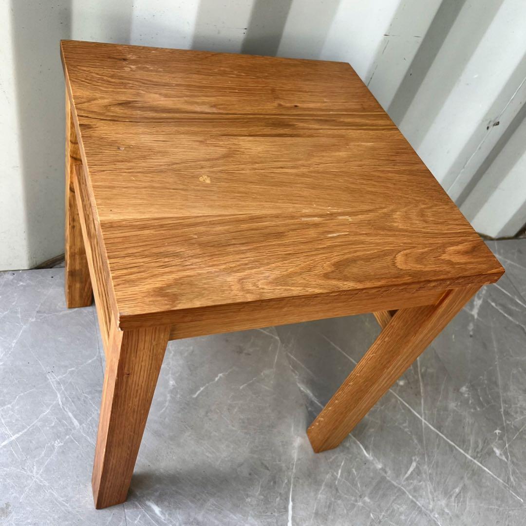 取付無料！無印良品 無垢材 北欧風サイドテーブルベンチ・板座・オーク材