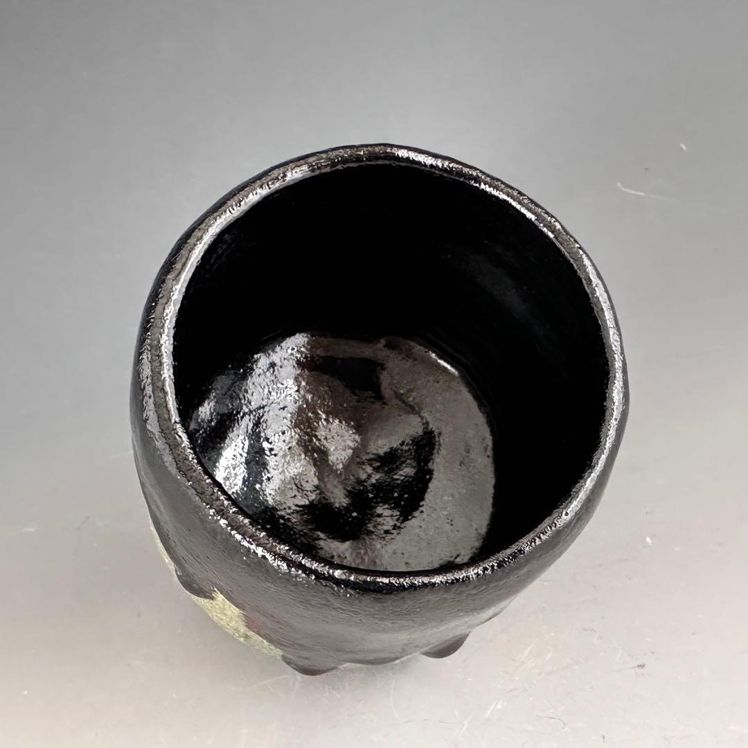 茶道具　黒　筒茶碗　三代　佐々木昭楽　共箱　京都　陶芸　楽焼　冬　抹茶　温かい