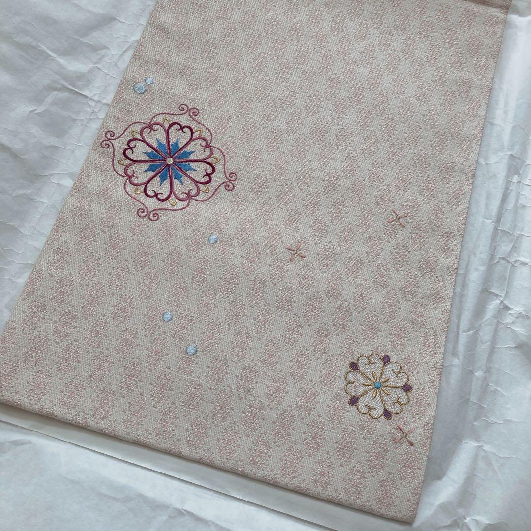 【極美品】【未使用】【激安】花柄刺繍 袋帯 ピンク系