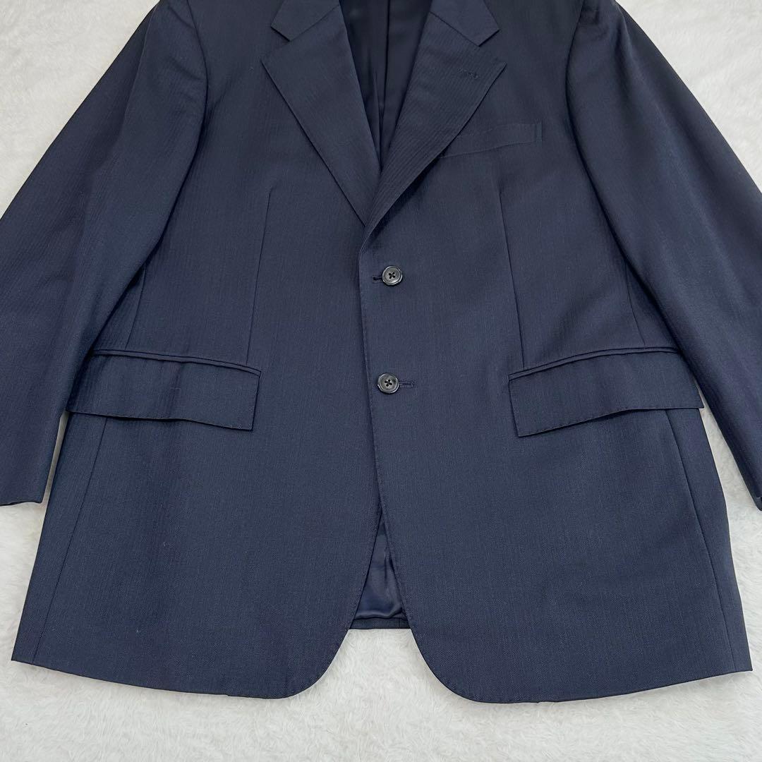 美品◎エルメネジルド ゼニア スーツ セットアップ ネイビー ウール AB5 L
