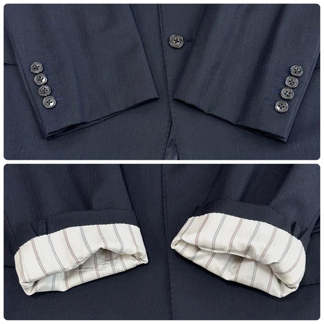 美品◎エルメネジルド ゼニア スーツ セットアップ ネイビー ウール AB5 L