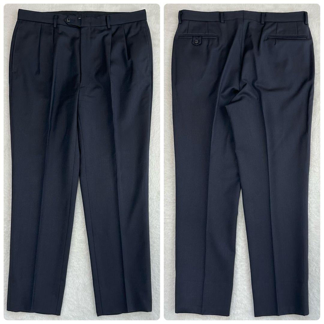 美品◎エルメネジルド ゼニア スーツ セットアップ ネイビー ウール AB5 L