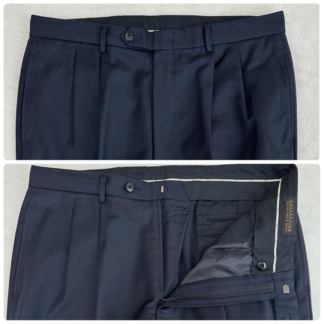 美品◎エルメネジルド ゼニア スーツ セットアップ ネイビー ウール AB5 L