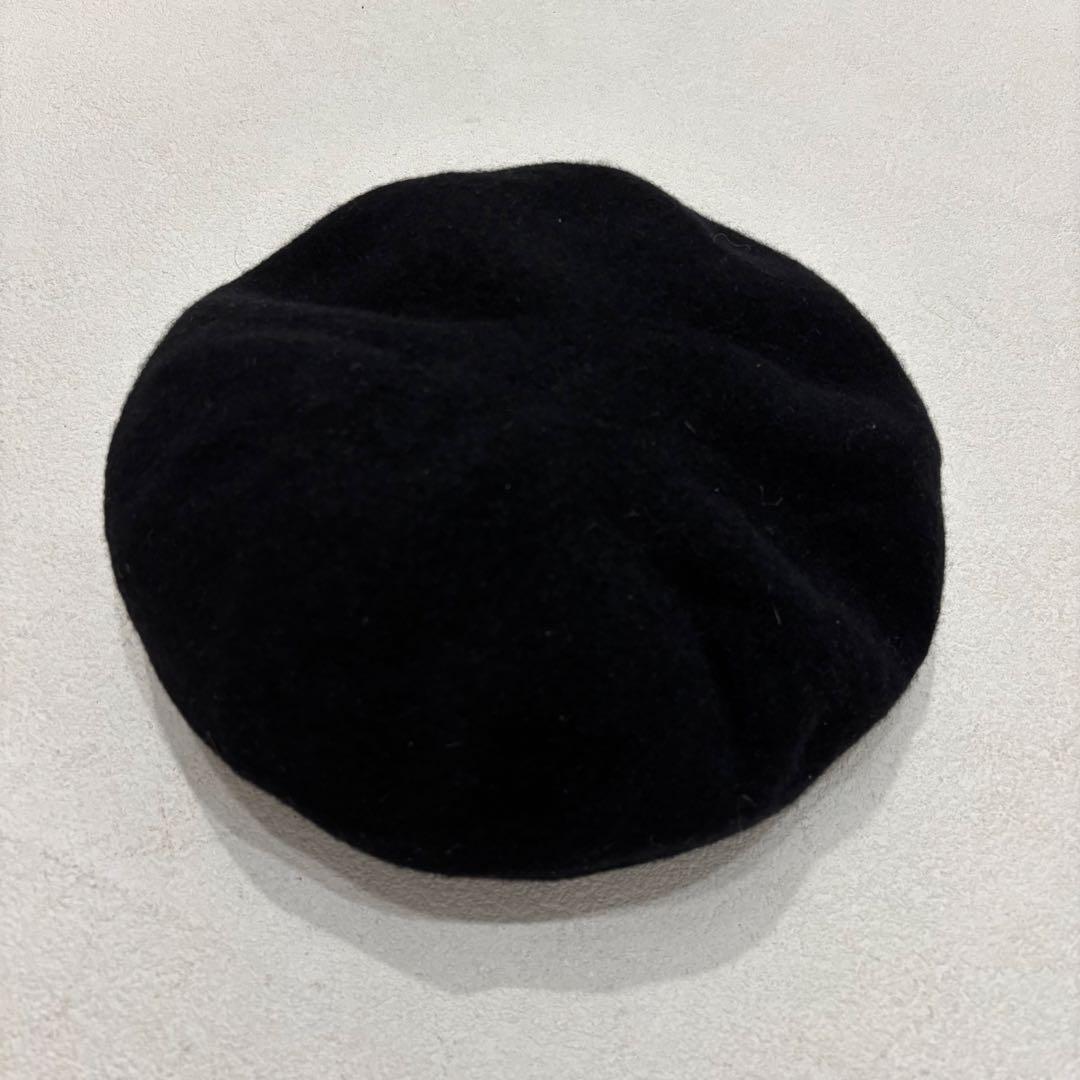 Vivienne 美品 オーブ 刺繍 ウール ベレー帽 帽子 ブラック 黒