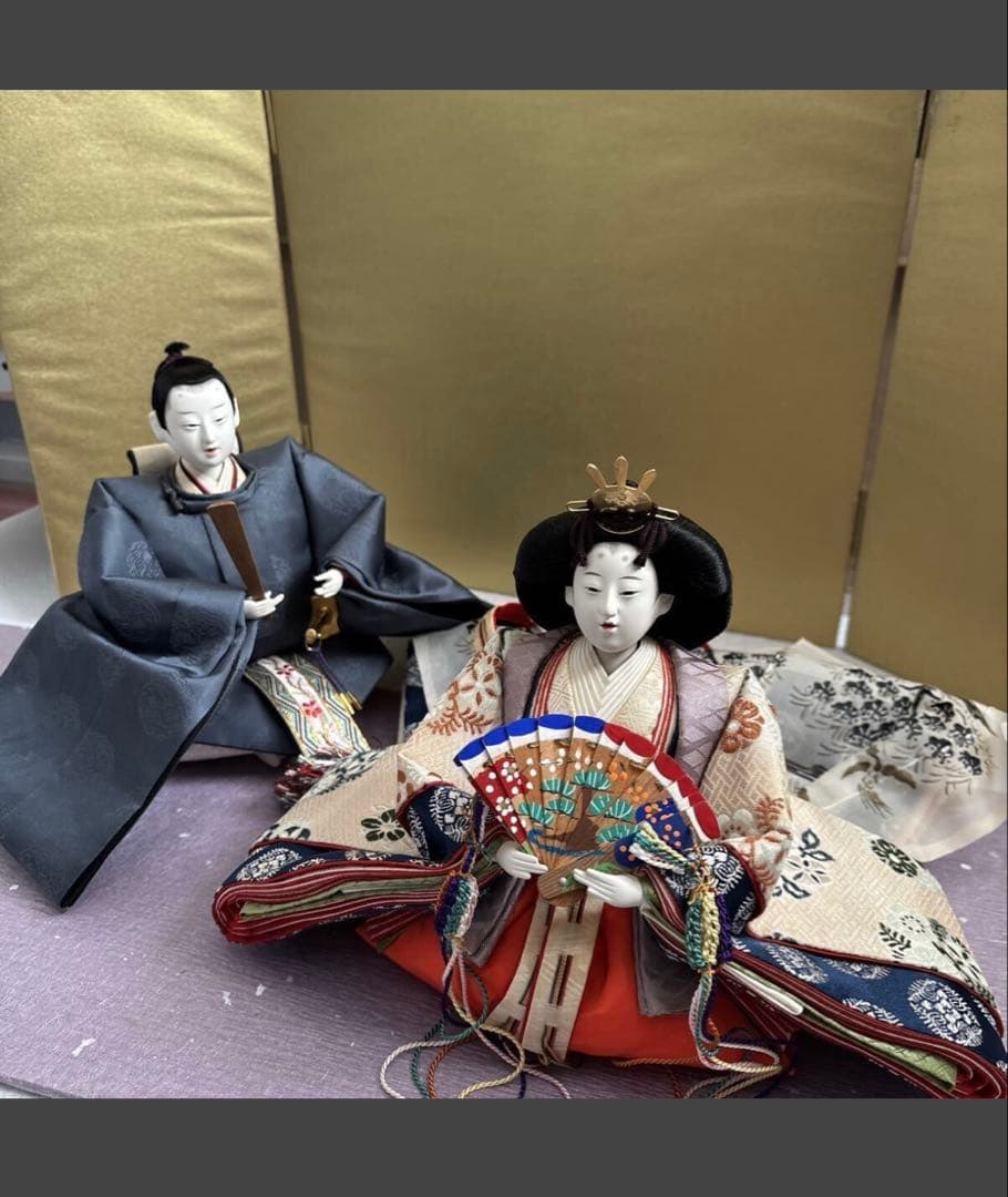 ひな人形　親王飾りのみ　　ブルーが上品なおひなさま