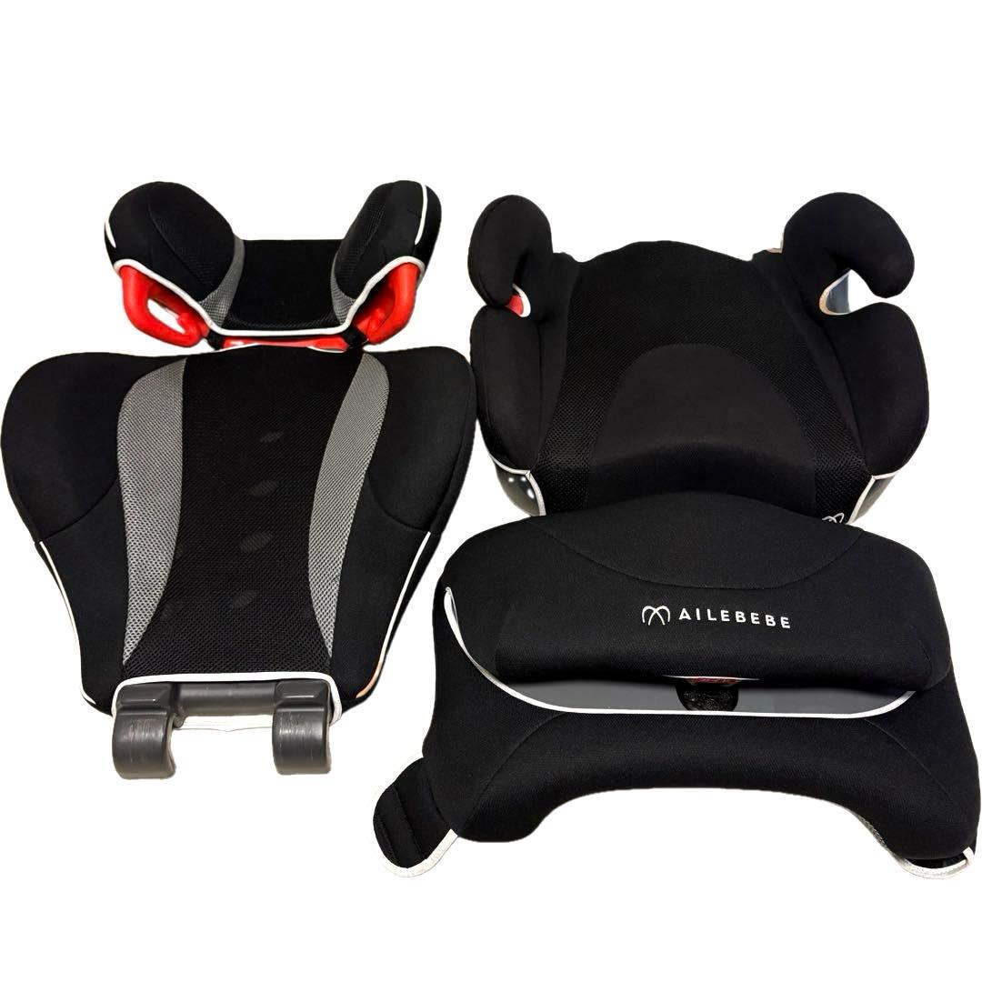 極美品　エールべべ ジュニアシート サラット3ステップ クワトロST 黒 赤